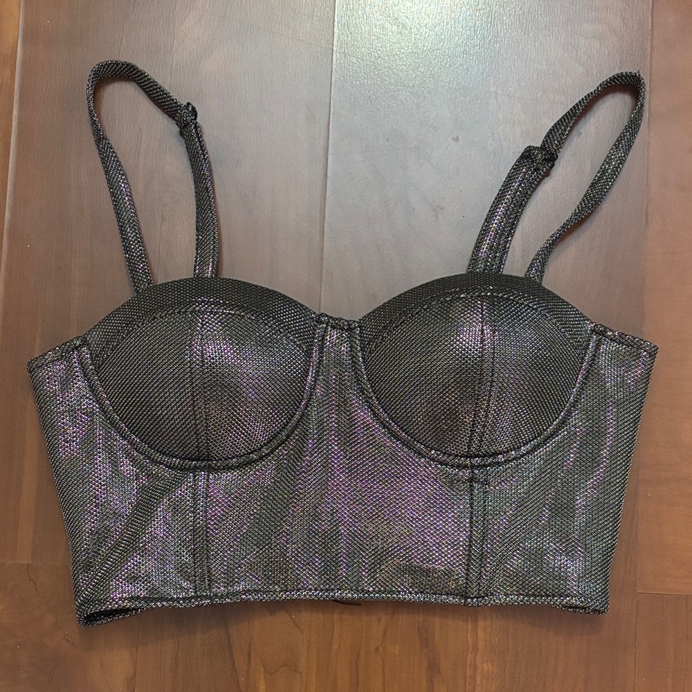 Charlotte Russe Black and Purple Bustier Bra
